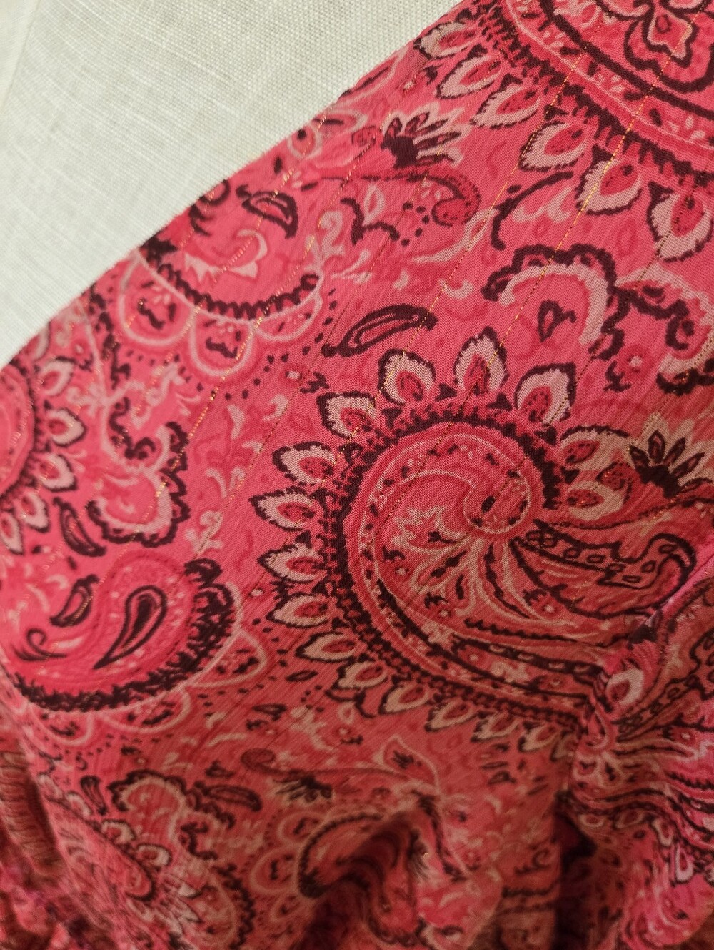 Torrid Pink Paisley Babydoll Mini Dress Size 1 Boho Sheer Sleeve Lined - Picture 3 of 14